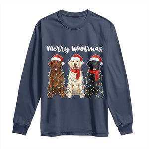 Funny Merry Woofmas Long Sleeve Shirt Labrador Funny Christmas Dog Lover Gift TS12 Navy Print Your Wear