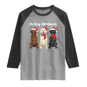Funny Merry Woofmas Raglan Shirt Labrador Funny Christmas Dog Lover Gift TS12 Sport Gray Black Print Your Wear