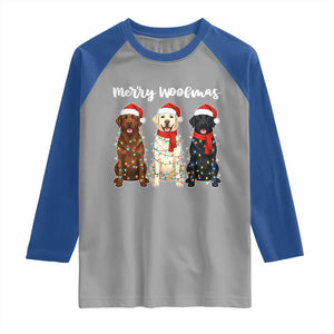 Funny Merry Woofmas Raglan Shirt Labrador Funny Christmas Dog Lover Gift TS12 Sport Gray Royal Print Your Wear