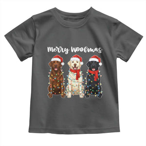 Funny Merry Woofmas Toddler T Shirt Labrador Funny Christmas Dog Lover Gift TS12 Dark Heather Print Your Wear