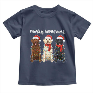 Funny Merry Woofmas Toddler T Shirt Labrador Funny Christmas Dog Lover Gift TS12 Navy Print Your Wear