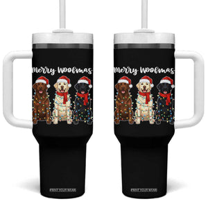 Funny Merry Woofmas Tumbler With Handle Labrador Funny Christmas Dog Lover Gift TS12 One Size: 40 oz Black Print Your Wear