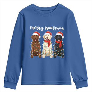 Funny Merry Woofmas Youth Sweatshirt Labrador Funny Christmas Dog Lover Gift TS12 Royal Blue Print Your Wear