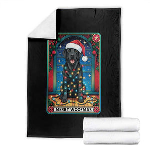 Merry Woofmas Throw Blanket Funny Tarot Card Labrador Retriever Christmas Gift TS12 Black Print Your Wear