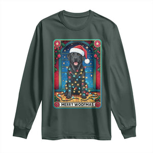 Merry Woofmas Long Sleeve Shirt Funny Tarot Card Labrador Retriever Christmas Gift TS12 Dark Forest Green Print Your Wear