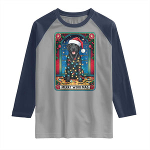 Merry Woofmas Raglan Shirt Funny Tarot Card Labrador Retriever Christmas Gift TS12 Sport Gray Navy Print Your Wear