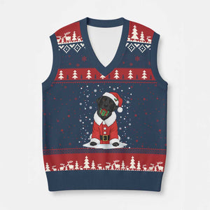 Black Labrador Santa V-Neck Knit Sweater Vest Funny Xmas Dog Lover Gift TS12 Navy Red Print Your Wear