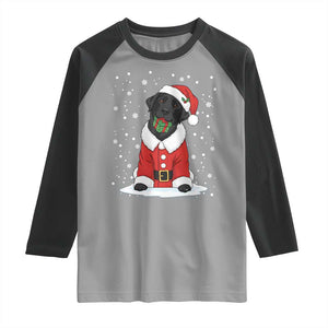 Black Labrador Santa Raglan Shirt Funny Christmas Dog Lover Gift TS12 Sport Gray Black Print Your Wear