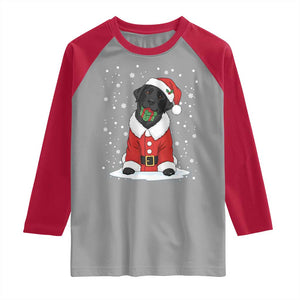 Black Labrador Santa Raglan Shirt Funny Christmas Dog Lover Gift TS12 Sport Gray Red Print Your Wear