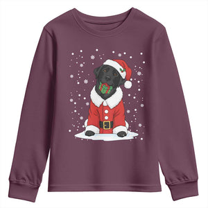 Black Labrador Santa Youth Sweatshirt Funny Christmas Dog Lover Gift TS12 Maroon Print Your Wear