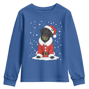 Black Labrador Santa Youth Sweatshirt Funny Christmas Dog Lover Gift TS12 Royal Blue Print Your Wear