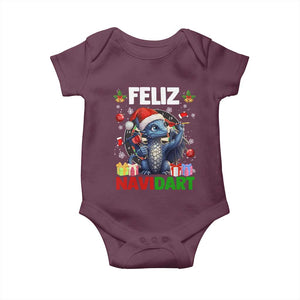 Funny Dragon Throwing Dart Christmas Gift Baby Onesie Feliz Navidart TS12 Maroon Print Your Wear