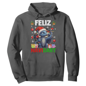 Funny Dragon Throwing Dart Christmas Gift Hoodie Feliz Navidart TS12 Dark Heather Print Your Wear