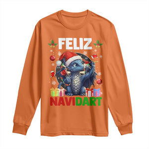 Funny Dragon Throwing Dart Christmas Gift Long Sleeve Shirt Feliz Navidart TS12 Orange Print Your Wear