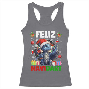 Funny Dragon Throwing Dart Christmas Gift Racerback Tank Top Feliz Navidart TS12 Charcoal Print Your Wear