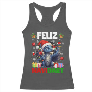 Funny Dragon Throwing Dart Christmas Gift Racerback Tank Top Feliz Navidart TS12 Dark Heather Print Your Wear
