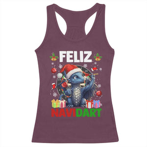 Funny Dragon Throwing Dart Christmas Gift Racerback Tank Top Feliz Navidart TS12 Maroon Print Your Wear