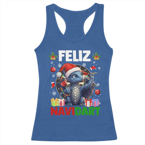 Funny Dragon Throwing Dart Christmas Gift Racerback Tank Top Feliz Navidart TS12 Royal Blue Print Your Wear