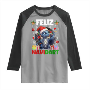 Funny Dragon Throwing Dart Christmas Gift Raglan Shirt Feliz Navidart TS12 Sport Gray Black Print Your Wear