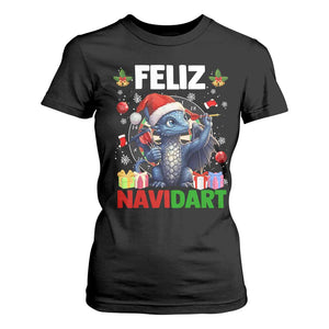 Funny Dragon Throwing Dart Christmas Gift T Shirt For Women Feliz Navidart TS12 Black Print Your Wear