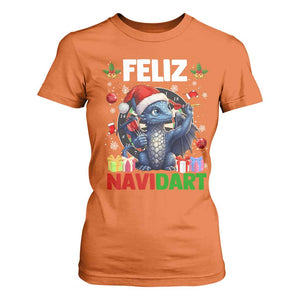 Funny Dragon Throwing Dart Christmas Gift T Shirt For Women Feliz Navidart TS12 Orange Print Your Wear