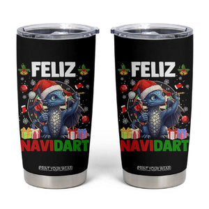 Funny Dragon Throwing Dart Christmas Gift Tumbler Cup Feliz Navidart TS12 Black Print Your Wear
