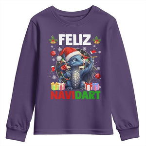 Funny Dragon Throwing Dart Christmas Gift Youth Sweatshirt Feliz Navidart TS12 Purple Print Your Wear