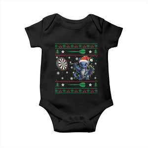 Funny Dragon Throwing Dart Baby Onesie Ugly Christmas Dart Player Gift TS12 Black Print Your Wear