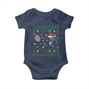 Funny Dragon Throwing Dart Baby Onesie Ugly Christmas Dart Player Gift TS12 Navy Print Your Wear