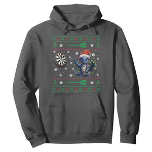 Funny Dragon Throwing Dart Hoodie Ugly Christmas Dart Player Gift TS12 Dark Heather Print Your Wear