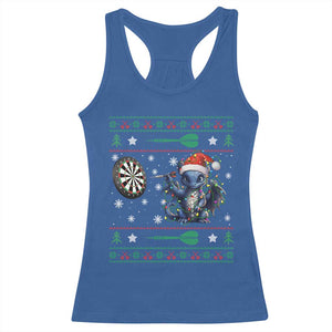 Funny Dragon Throwing Dart Racerback Tank Top Ugly Christmas Dart Player Gift TS12 Royal Blue Print Your Wear