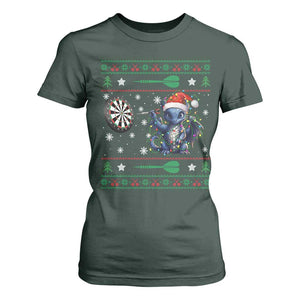 Funny Dragon Throwing Dart T Shirt For Women Ugly Christmas Dart Player Gift TS12 Dark Forest Green Print Your Wear