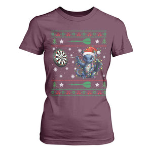 Funny Dragon Throwing Dart T Shirt For Women Ugly Christmas Dart Player Gift TS12 Maroon Print Your Wear