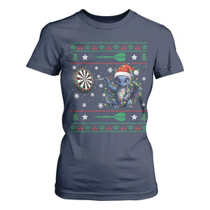 Funny Dragon Throwing Dart T Shirt For Women Ugly Christmas Dart Player Gift TS12 Navy Print Your Wear