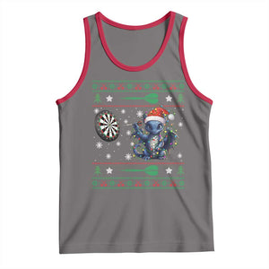 Funny Dragon Throwing Dart Tank Top Ugly Christmas Dart Player Gift TS12 Deep Heather Red Print Your Wear