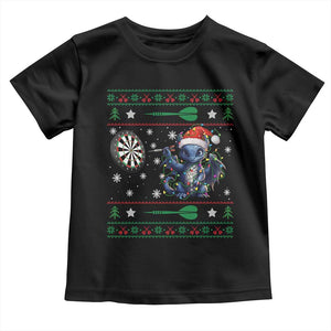 Funny Dragon Throwing Dart Toddler T Shirt Ugly Christmas Dart Player Gift TS12 Black Print Your Wear