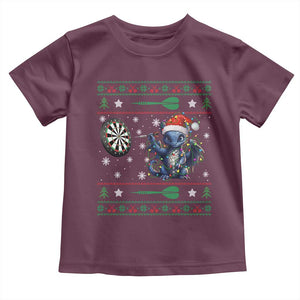 Funny Dragon Throwing Dart Toddler T Shirt Ugly Christmas Dart Player Gift TS12 Maroon Print Your Wear