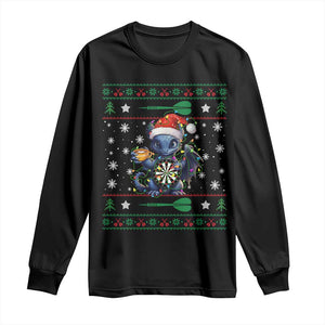 Ugly Christmas Dragon Dart Player Long Sleeve Shirt Gift For Dartist TS12 Black Print Your Wear