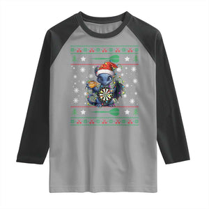 Ugly Christmas Dragon Dart Player Raglan Shirt Gift For Dartist TS12 Sport Gray Black Print Your Wear