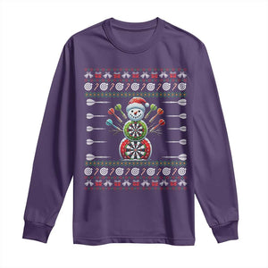 Funny Snowman Dartboard Long Sleeve Shirt Dartist Ugly Christmas Gift TS12 Purple Print Your Wear