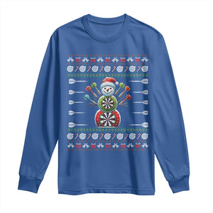 Funny Snowman Dartboard Long Sleeve Shirt Dartist Ugly Christmas Gift TS12 Royal Blue Print Your Wear