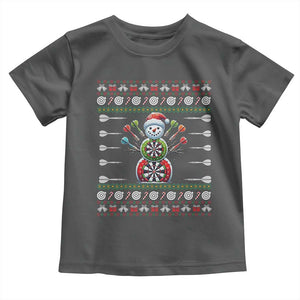 Funny Snowman Dartboard Toddler T Shirt Dartist Ugly Christmas Gift TS12 Dark Heather Print Your Wear