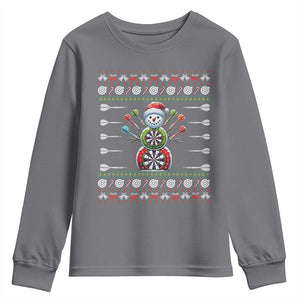 Funny Snowman Dartboard Youth Sweatshirt Dartist Ugly Christmas Gift TS12 Charcoal Print Your Wear