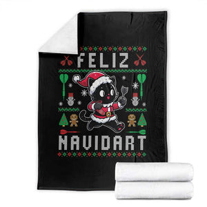 Santa Cat Feliz Navidart Throw Blanket Funny Dartist Ugly Christmas Gift TS12 Black Print Your Wear