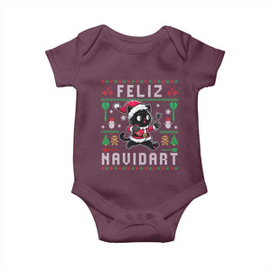 Santa Cat Feliz Navidart Baby Onesie Funny Dartist Ugly Christmas Gift TS12 Maroon Print Your Wear