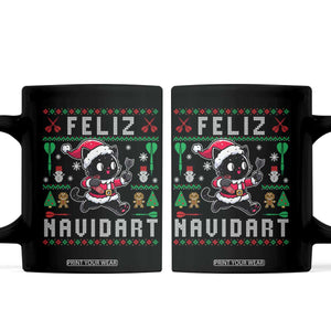 Santa Cat Feliz Navidart Coffee Mug Funny Dartist Ugly Christmas Gift TS12 Black Print Your Wear