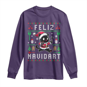 Santa Cat Feliz Navidart Long Sleeve Shirt Funny Dartist Ugly Christmas Gift TS12 Purple Print Your Wear