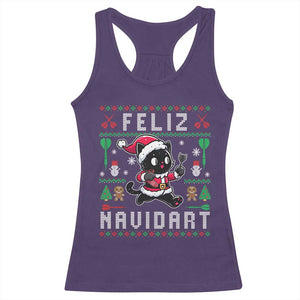 Santa Cat Feliz Navidart Racerback Tank Top Funny Dartist Ugly Christmas Gift TS12 Purple Print Your Wear