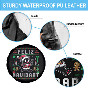 Santa Cat Feliz Navidart Spare Tire Cover Funny Dartist Ugly Christmas Gift TS12 Print Your Wear