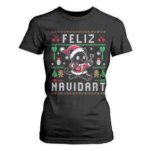 Santa Cat Feliz Navidart T Shirt For Women Funny Dartist Ugly Christmas Gift TS12 Black Print Your Wear